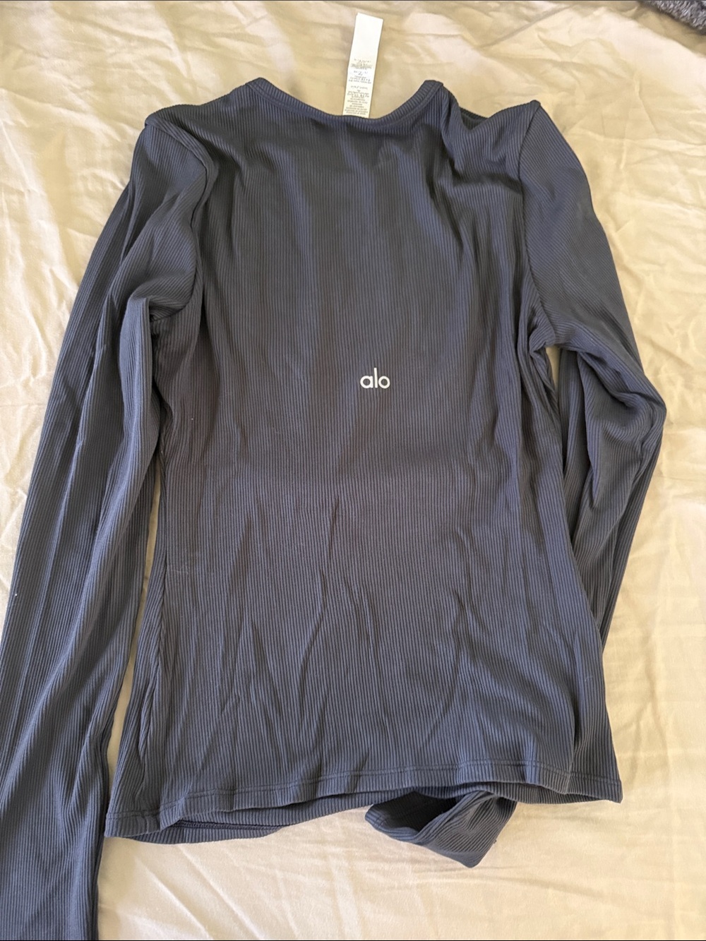 LIKE NEW ALO Ribbed Modal Long Sleeve, Anthracite, size S - Picture 7 of 7